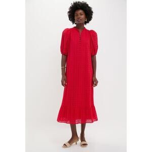 HYACINTH HOUSE Red Eyelet Tryall Midi Dress Size XXS NWT Retail $168 Tuckernuck